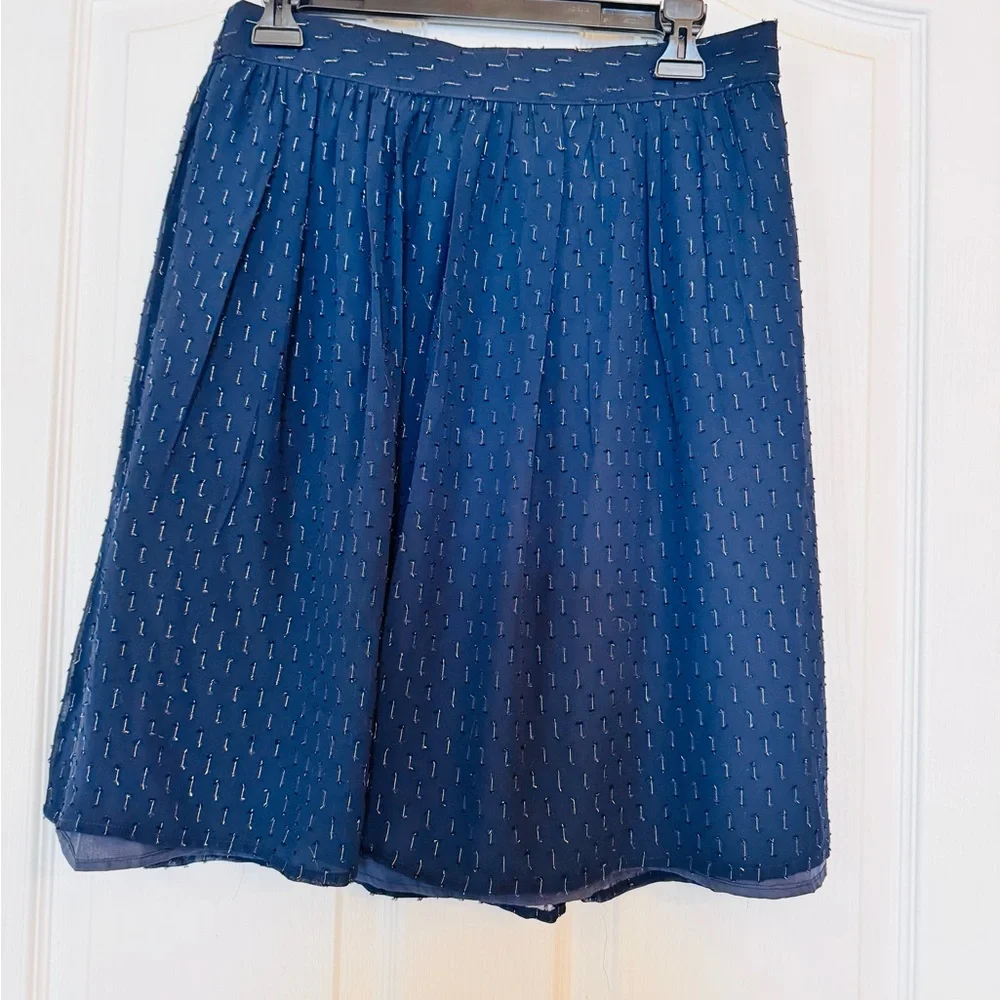 J. Crew Gold Thread Navy A-Line Skirt with Subtle Pattern NWT Size 6